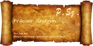Prácser Szofron névjegykártya